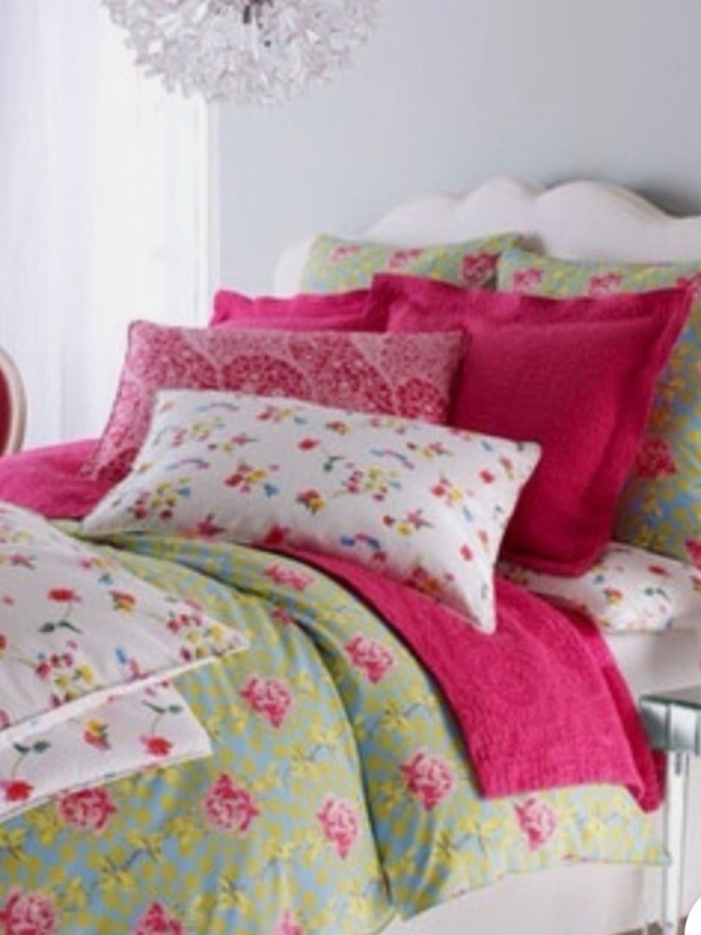 Floral Embroidered Light Blue/Green Anne Selke Pinecone Hill duvet—Full/Queen